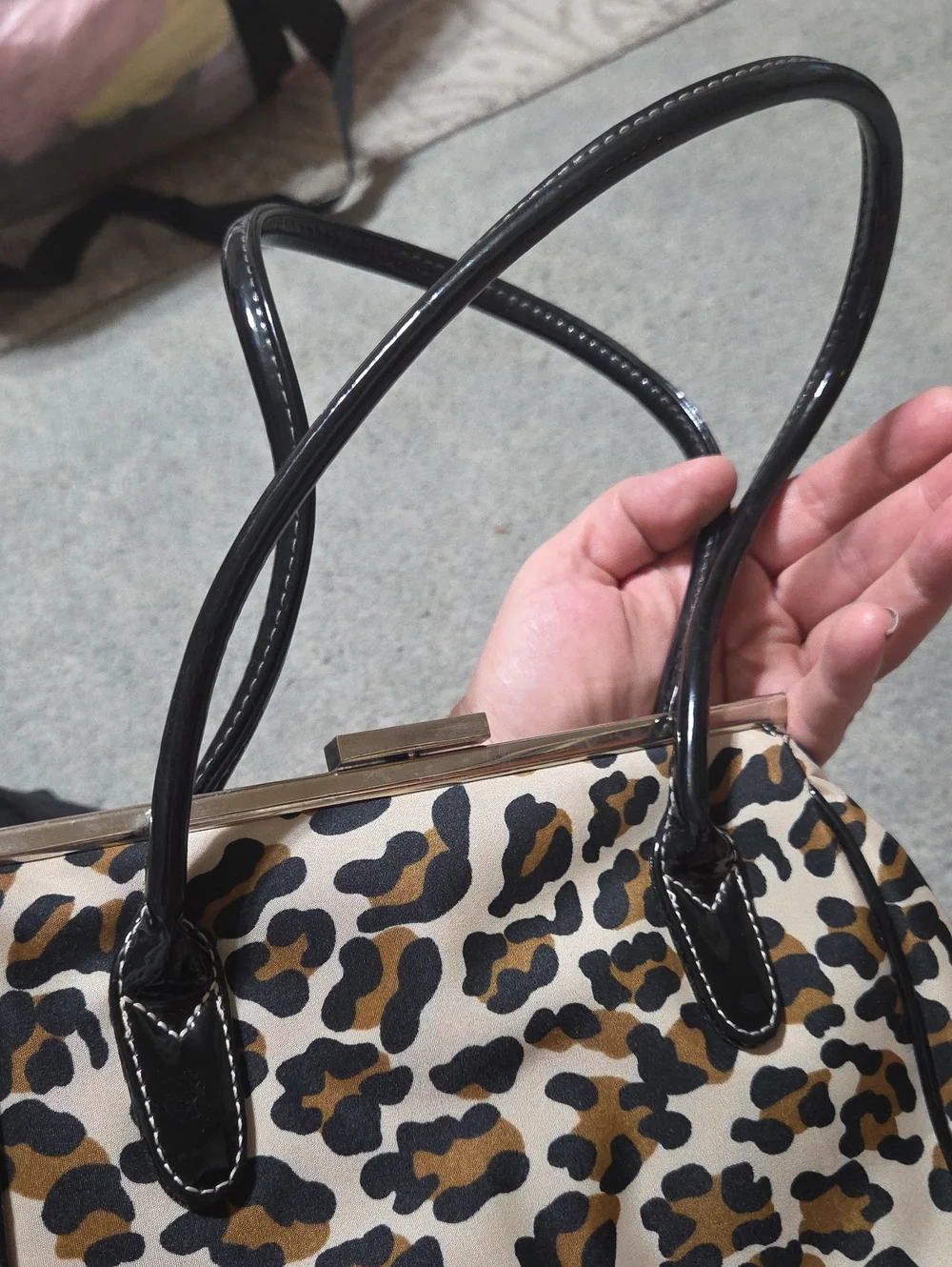 New Vtg Leopard Print Satchel Handbag in Brown and Black